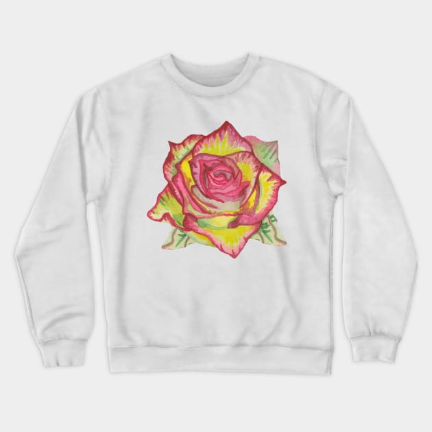 Beautiful yellow rose with pink petals Crewneck Sweatshirt by deadblackpony